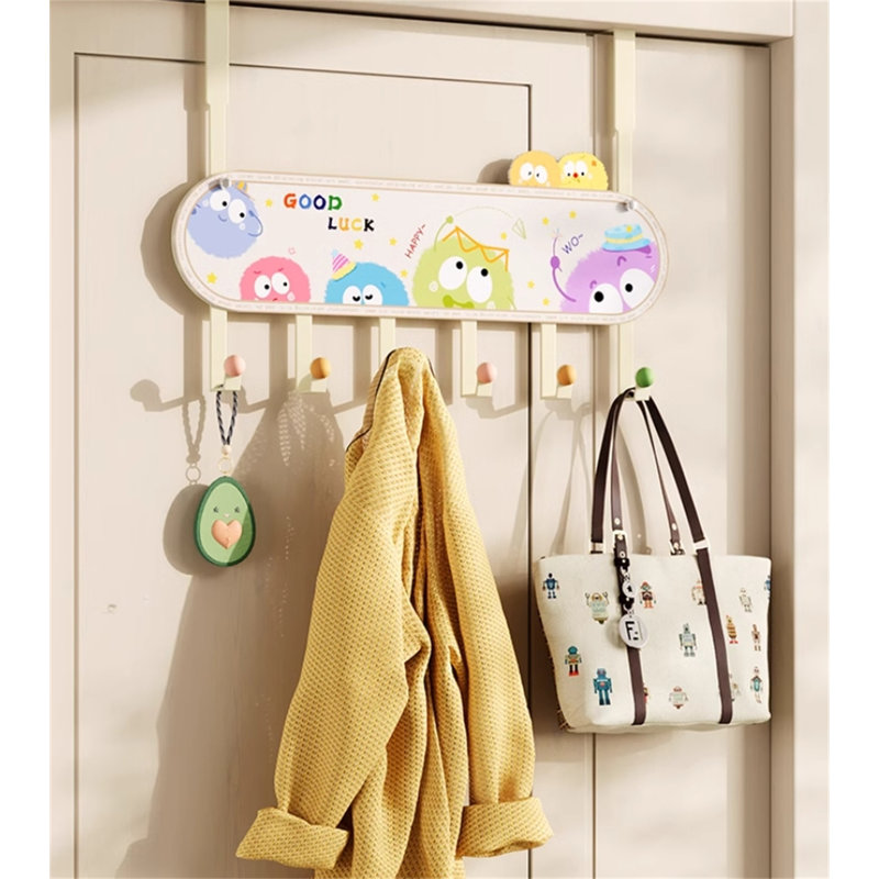 Iron Seamless Over-The-Door Hook Rack, 11"H x 15.74"W x 1.77"D