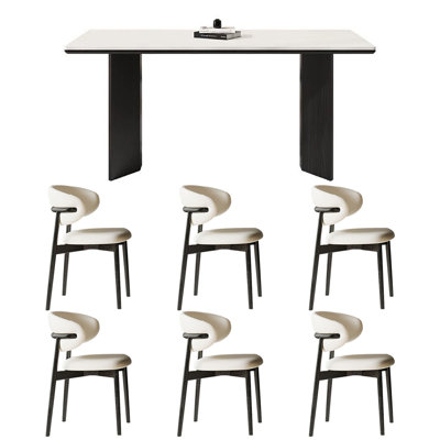 Solid wood dining table home rectangular rock slab