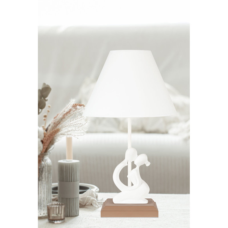 Lampe de table 16,5 po Barview, Blanc, Blanc / brun