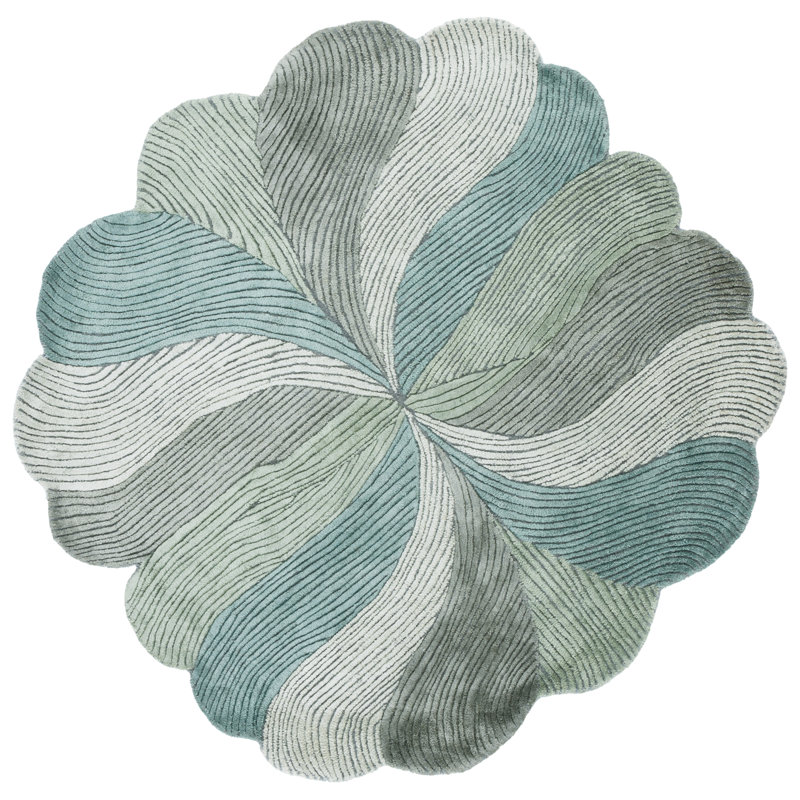Tapis d'intérieur abstrait en laine, coton et laine touffetée à la main Fifth Avenue, Rond 3 pi