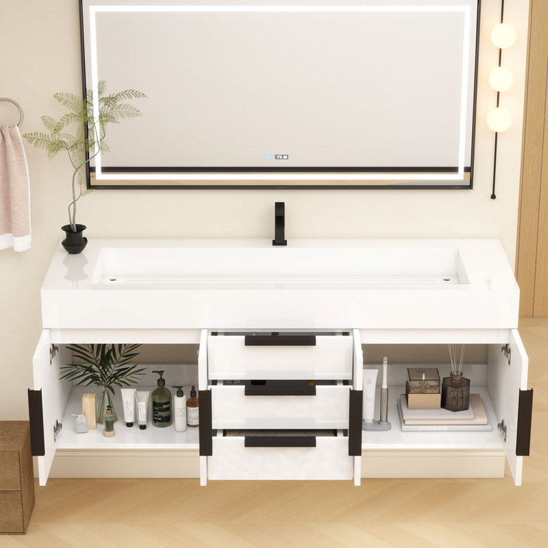 Meuble-lavabo mural simple 60 po Jessica, Blanc