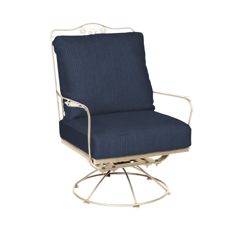 Briarwood Swivel Outdoor Lounge Chair, Weathered White, Spectrum Indigo Sunbrella® Plainweave