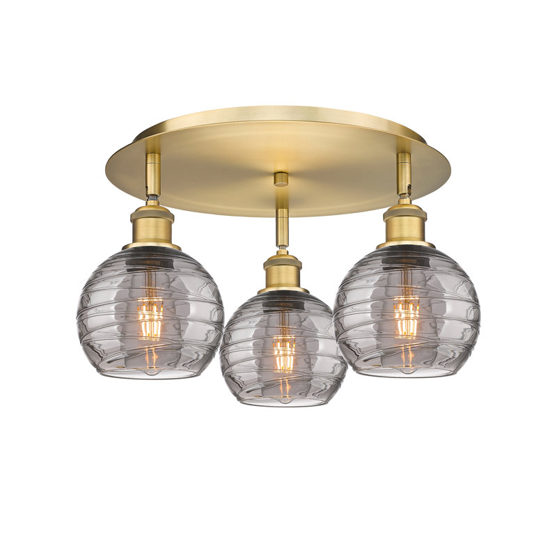 Plafonnier encastré Essex, Laiton brossé, H 10,38 po x l 19,75 po x P 19,75 po