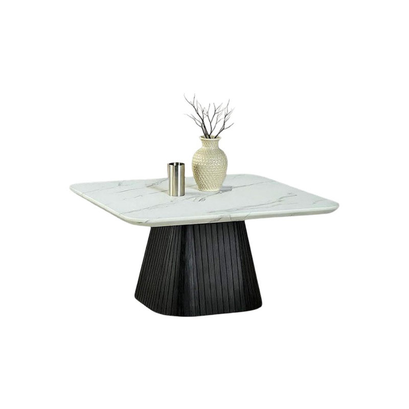 Table basse carrée de style contemporain avec plateau en faux marbre