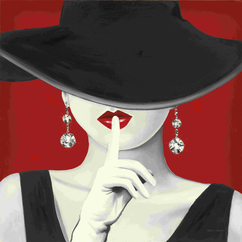 «Haute Chapeau Rouge I» par Marco Fabiano, reproduction sur toile tendue, L 20 po x H 20 po
