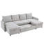 Canapé-lit modulaire de 109,5 po avec lit escamotable, canapé modulaire en U à 5 places en velours côtelé avec 2 chaises longues de rangement, porte-gobelets et ports USB-1012590321