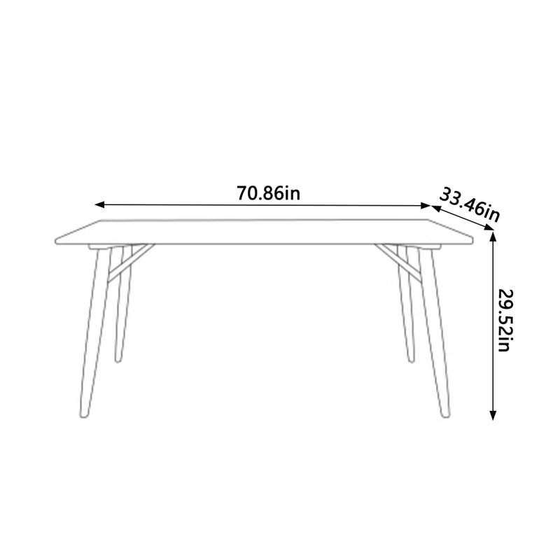 Cherry Solid Wood Dining Table, 33.46" W x 70.86" L, Brown