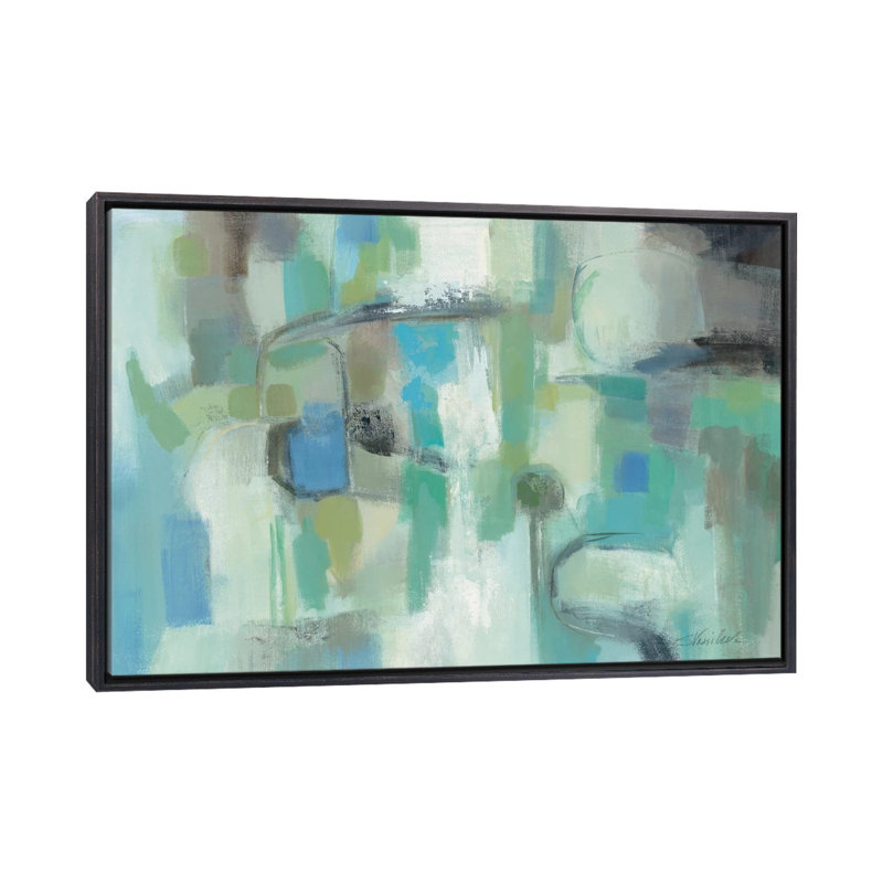«Mountain Spring II» par Silvia Vassileva - reproduction d'art, H 26 po x l 40 po x 1,5 po, Toile avec cadre noir patiné