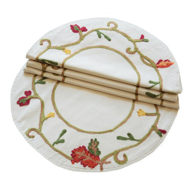 Sheron Polyester Embroidered Round Napkin