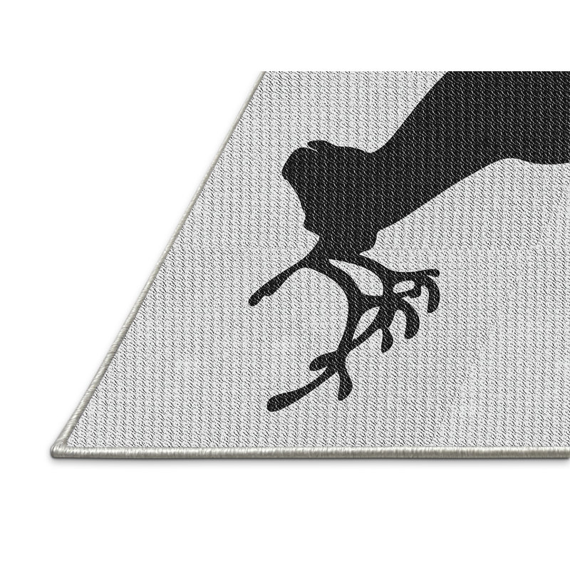 Tapis gris/zone noire à motifs, Rectangle 4 pi x 6 pi