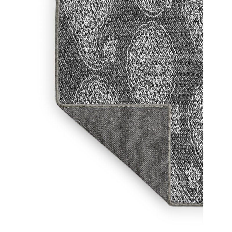 Tapis gris en laine à motif cachemire, Rectangle 8 pi x 12 pi