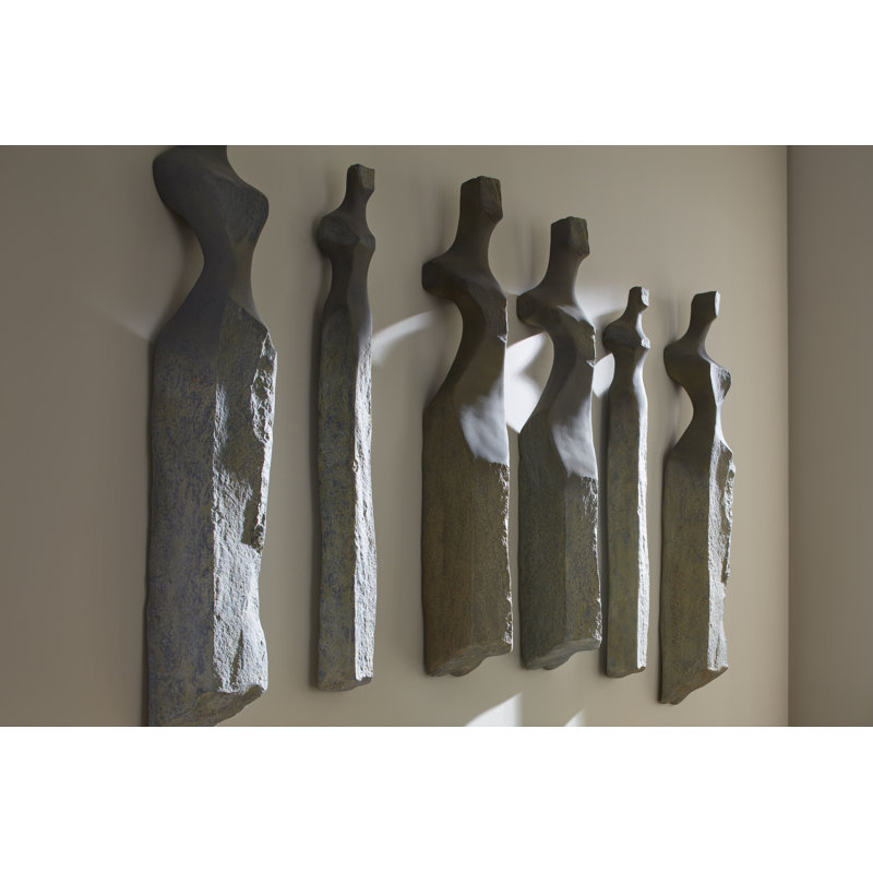 Cast Women Wall Art, Set of 3, Small, Roman Stone, Green