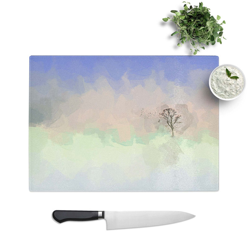 Glass Flock of Birds Leaving The Tree in Abstract Chopping Board, 39 cm W x 28.5 cm L