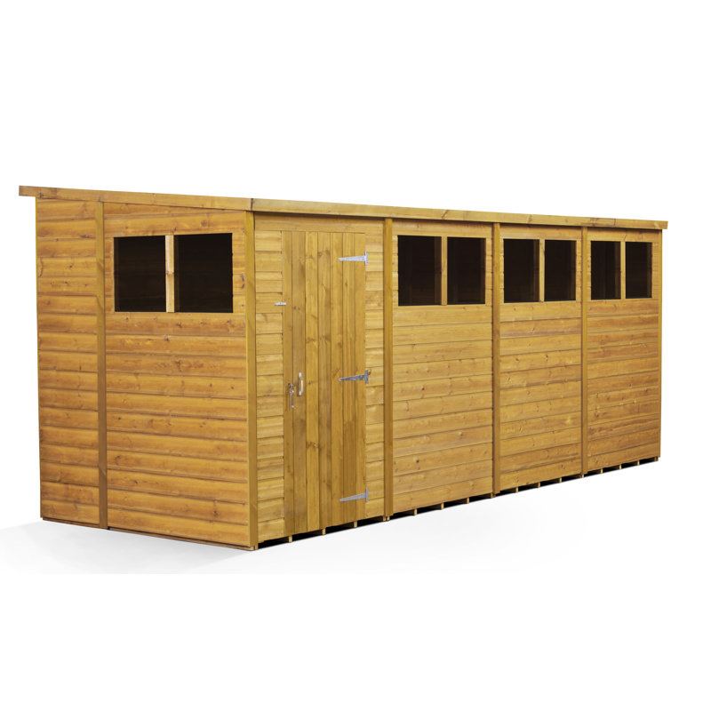 Modular Pent Garden Shed  16X6 With Windows