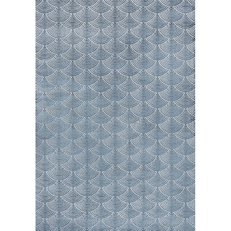 Tapis bleu marine / crème à motif géométrique Simsbury, Rectangle 7 pi 9 po x 10 pi