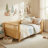 Low Profile Kids Platform Bed with Safety Rails, Removable Guardrail Toddler Bed Frame, Wood Slat Support, Natural, Twin-1292489133-1292489132
