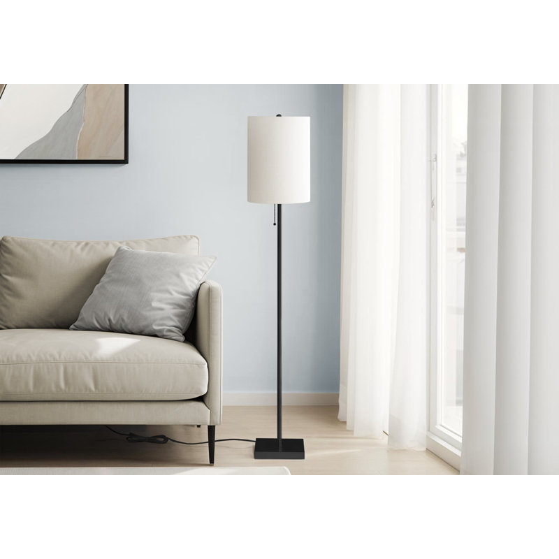 Lampe sur pied contemporaine avec base en métal et abat-jour tambour (ampoule non incluse)