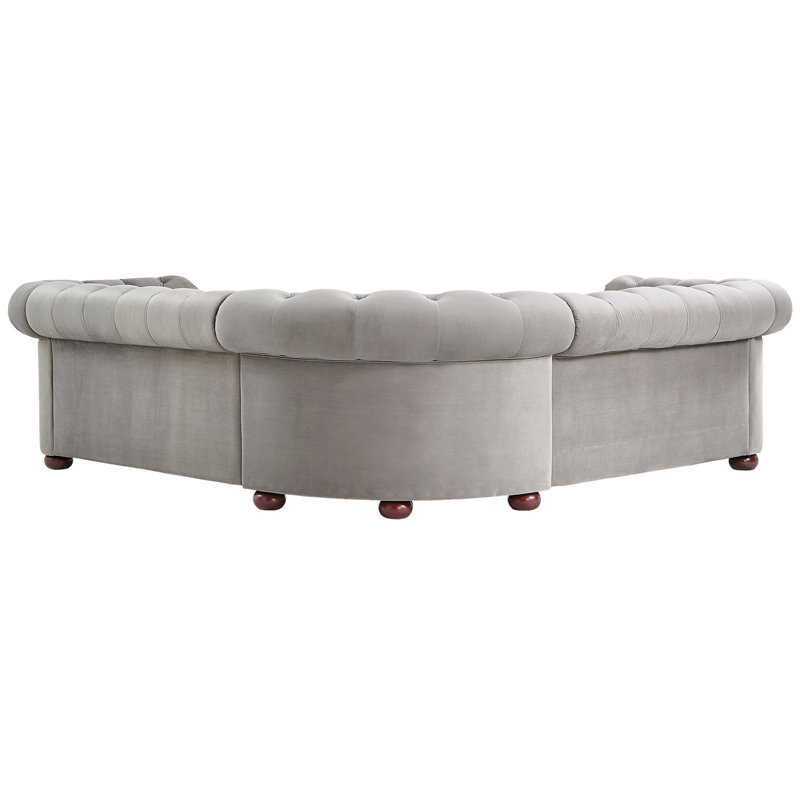 Huskins Velvet Sectional Symmetrical, Grey