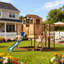 Maisonnette de jardin en bois 7 en 1 avec glissade et bac à sable pour enfants