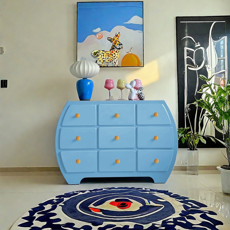 Commode décorative moderne de couleur unie, Bleu