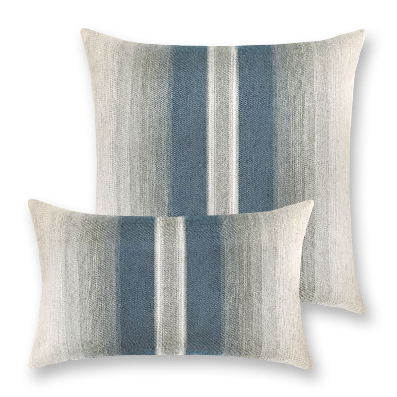 Ombre Indoor & Outdoor Woven Accent Pillow, Indigo, Striped