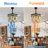  42" BoHo Black Retractable Ceiling Fan with Light Kit and Remote Wooden Beads Shade 6-speed DC Modor-1444378846