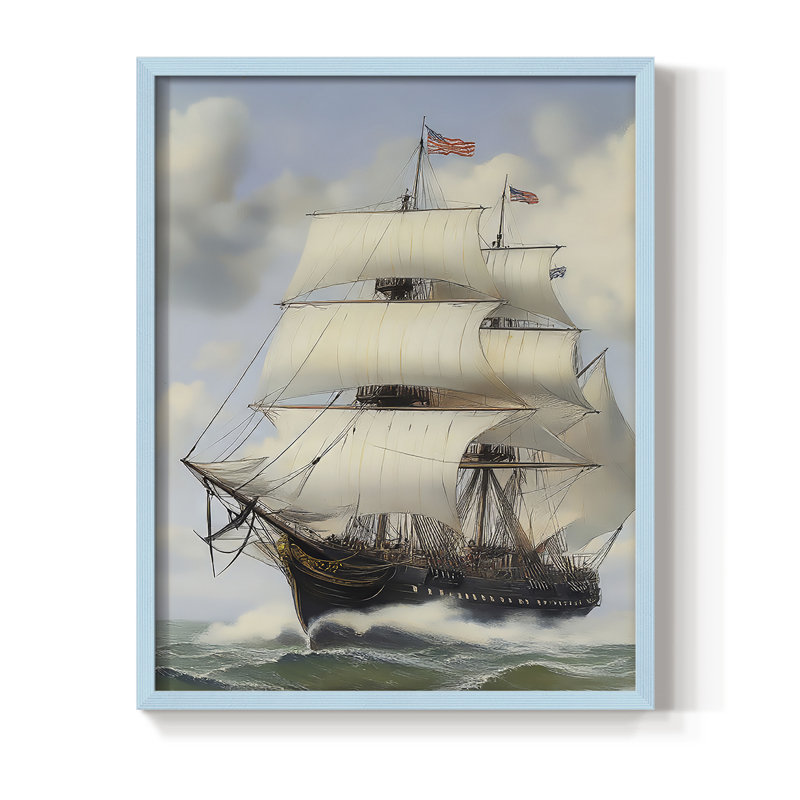NAUTICAL Series LIX, reproduction encadrée - bois massif, H 15 po x l 12 po, Bleu