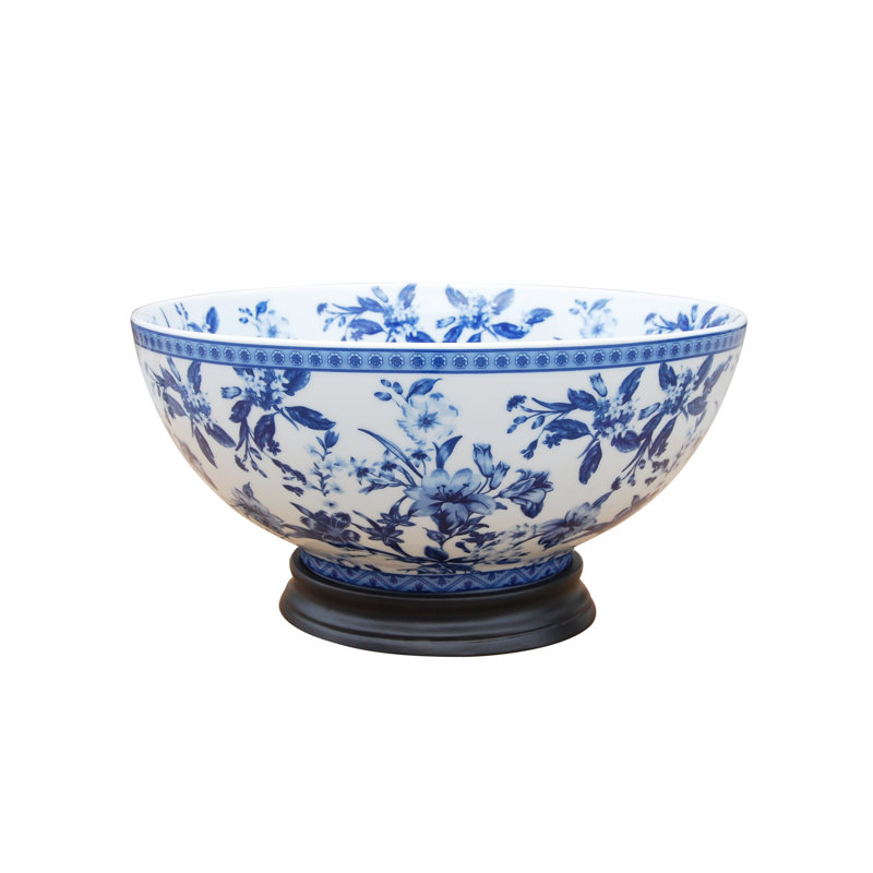 B/W PORCELAIN BOWL 14" WITH BASE