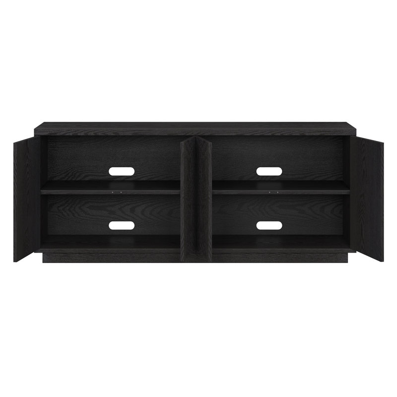 Hanson Rectangular Fluted TV Stand for TV's up to 65" in Black Grain, Black