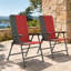 Ensemble de 2 chaises de patio pliantes et rembourrées, dossier haut avec accoudoirs, rouge / gris-1727211611