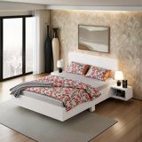 Floating Platform Bed with LED Headboard & Nightstands, Queen Size