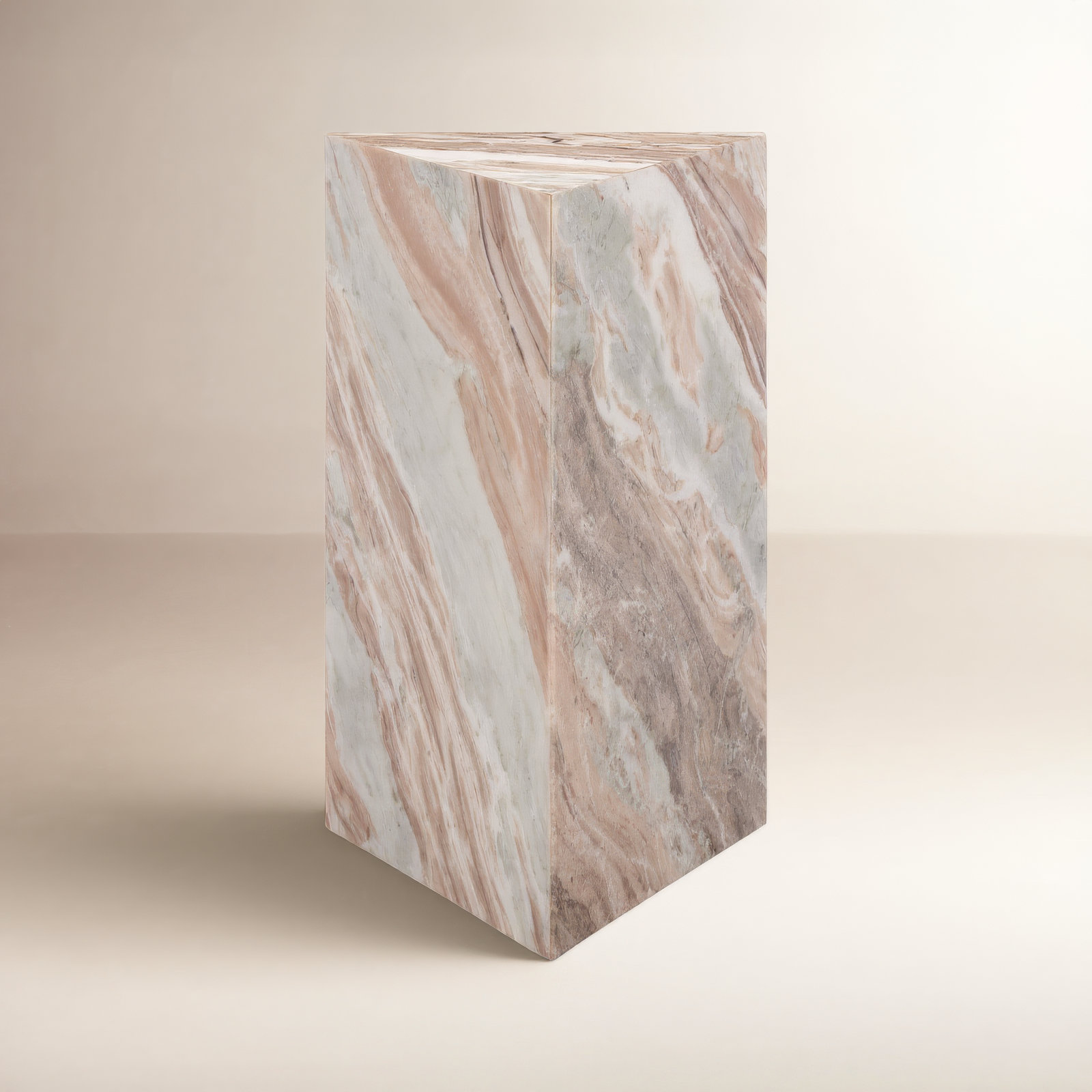 12" Genuine Marble End Table, White/Brown
