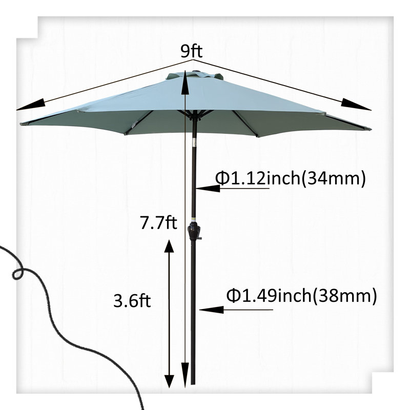 Parasol de marché avec manivelle 108 po Soava, Vert givré