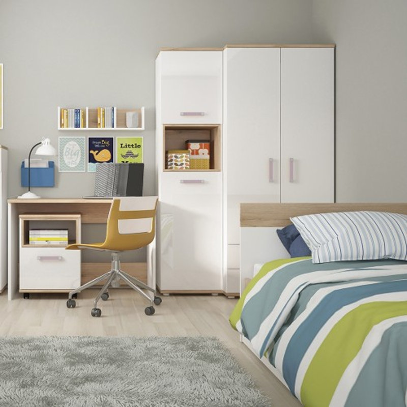 Lica 2 Door Solid Wood Wardrobe, Lilac