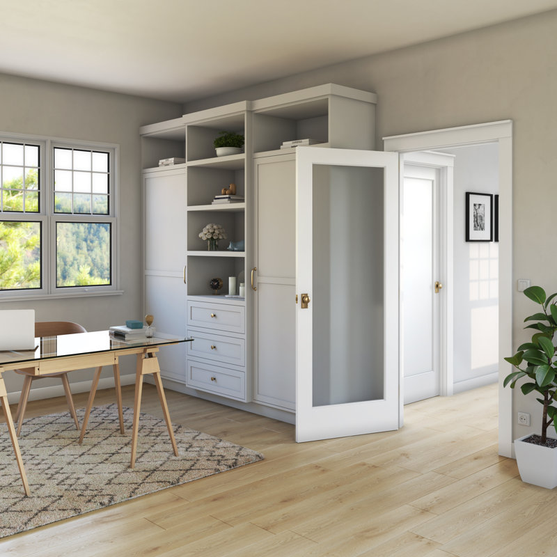 80'' Solid Wood Glass Painted Slab Door