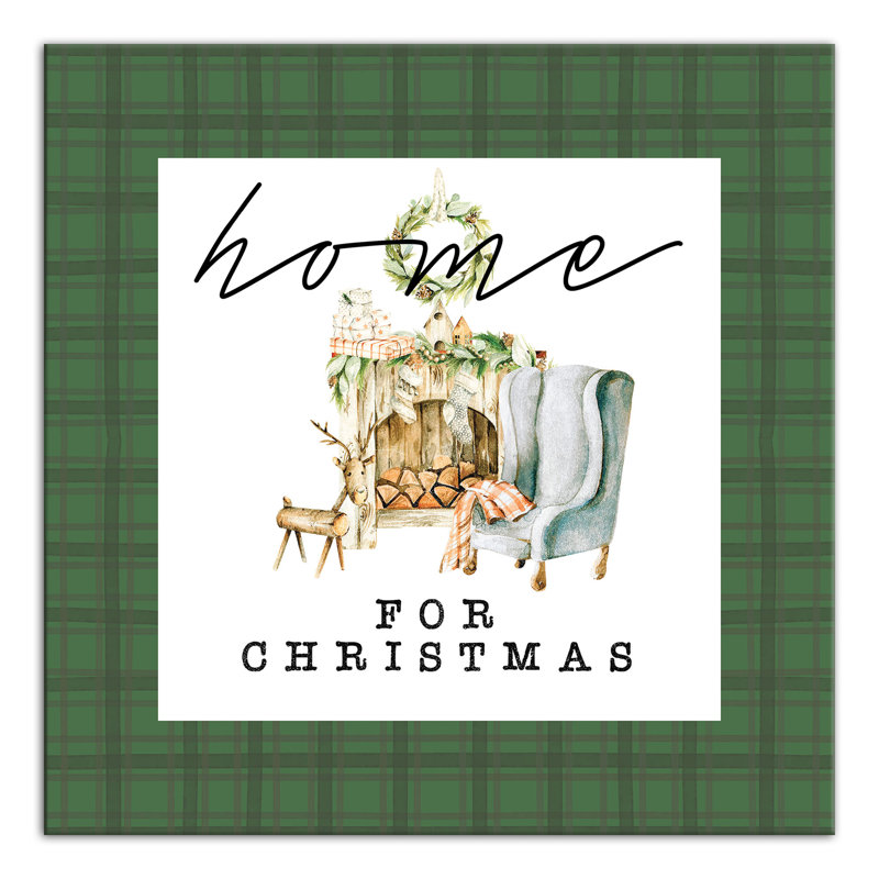 Courtepointe Home For Christmas - impression sur toile tendue, H 12 po x l 12 po x P 1,25 po