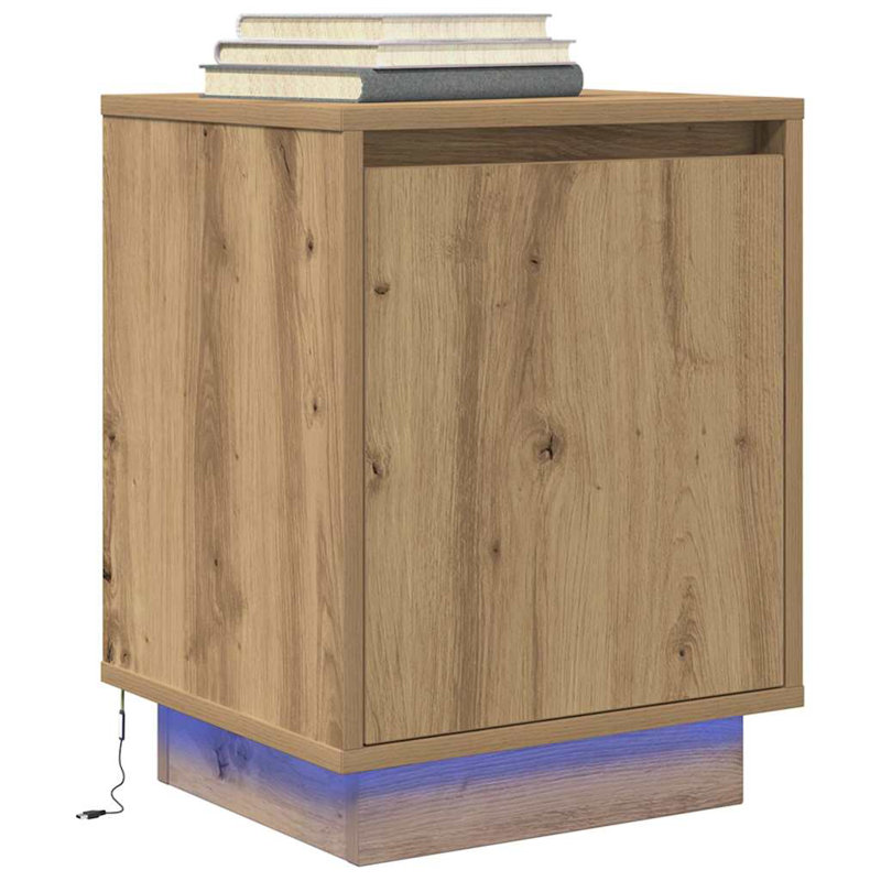 Daphane 38cm W Manufactured Wood Bedside Table, Artisan Oak