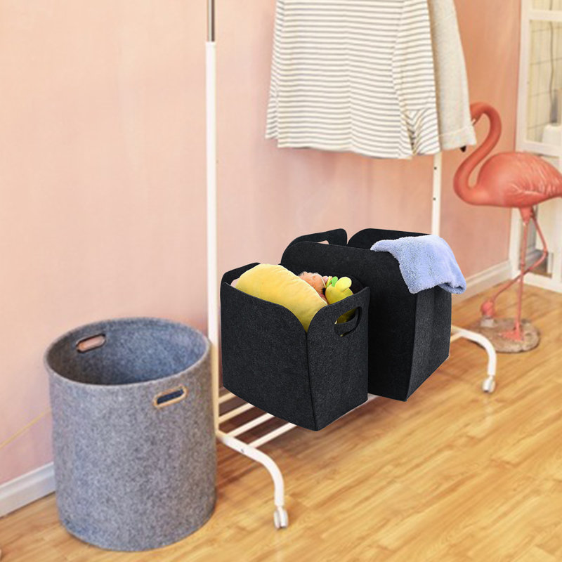 Ensemble de 3 paniers de rangement en feutre, Noir