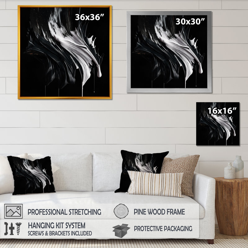 «Exploration des profondeurs du marbre noir VI» sur toile, H 16 po x l 16 po x P 1 po, Cadre flottant noir