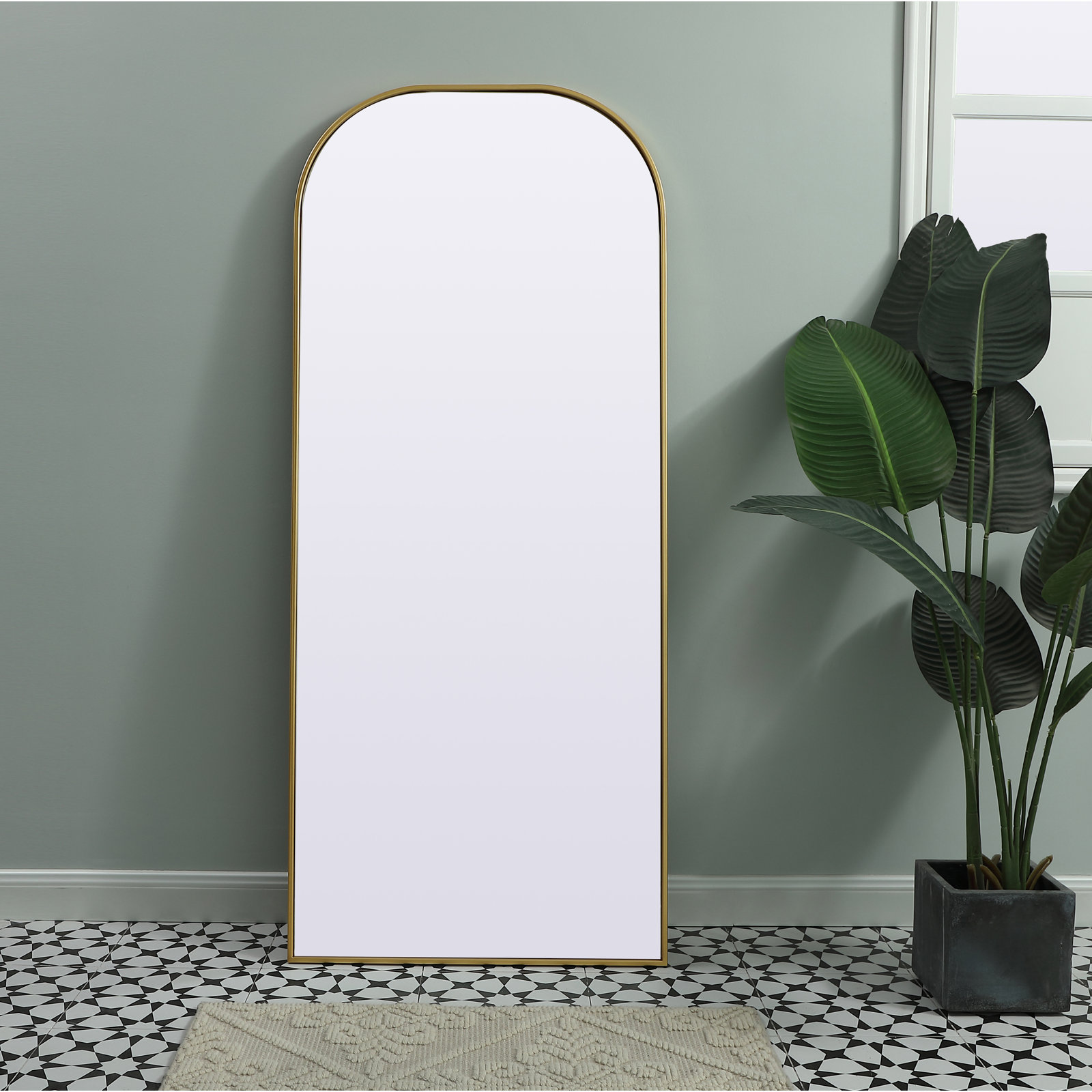 Sabine Accent Mirror, 66" x 28", Brass