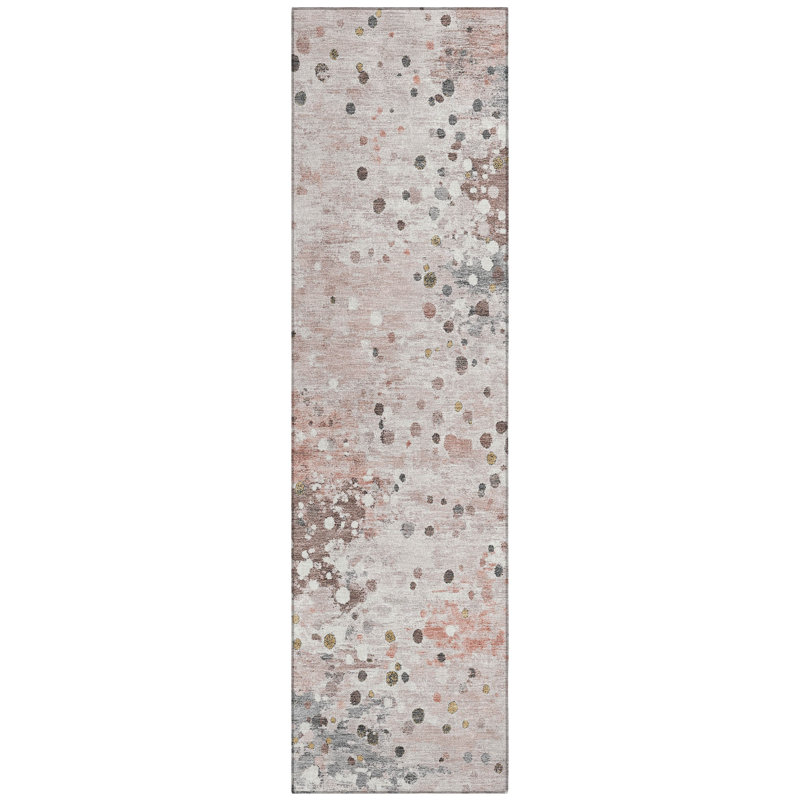 Machine Washable Indoor/Outdoor Xhevrie Salmon Rug, Runner 2'3" x 7'6"