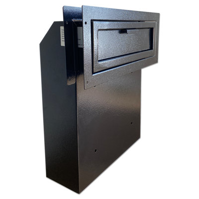 Boîte de dépôt de courrier à travers la porte - Boîte de dépôt de paiement en acier de 1,5 mm - Boîte aux lettres à l'épreuve du vol - Boîte de dépôt verrouillable pour clé de nuit, dépôt, argent comptant et loyer (noir)