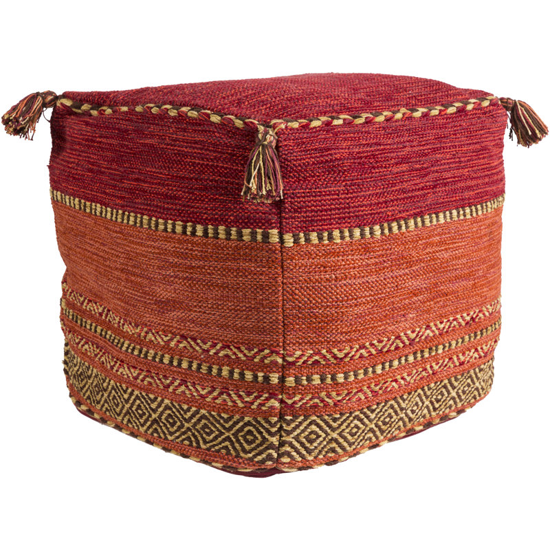 Spurgeon Upholstered Pouf, Dark Red