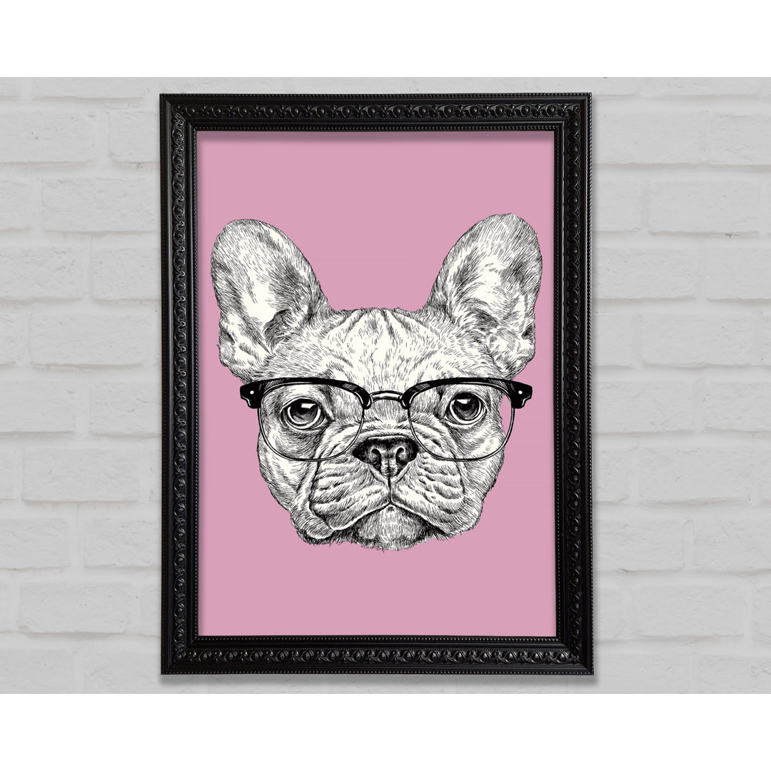 Französische Bulldogge mit Brille - Einzelner Bilderrahmen Kunstdrucke