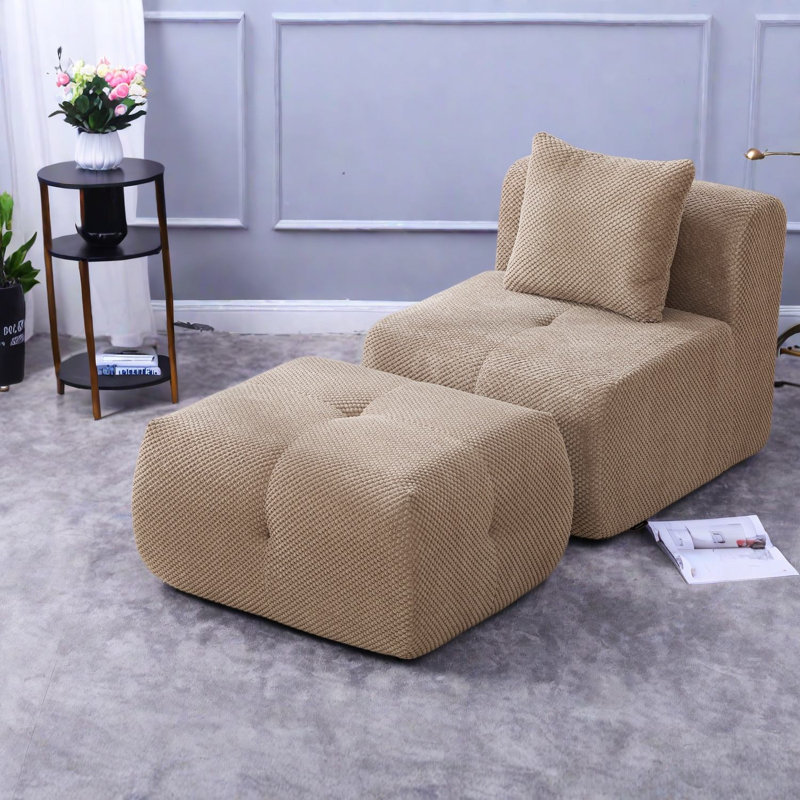 Fauteuils d'appoint modulaires modernes avec repose-pieds, méridienne de 77,5 cm en polyester taupe