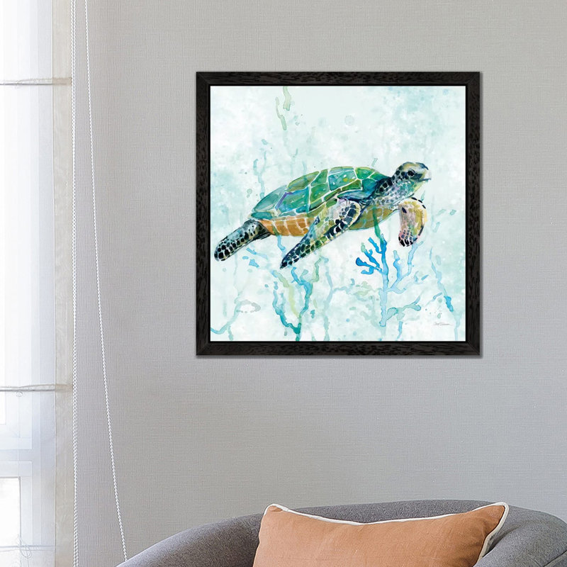 Sea Turtle Swim I by Carol Robinson - No Frame Print on Canvas, 93.98 cm H x 93.98 cm W, Black Framed