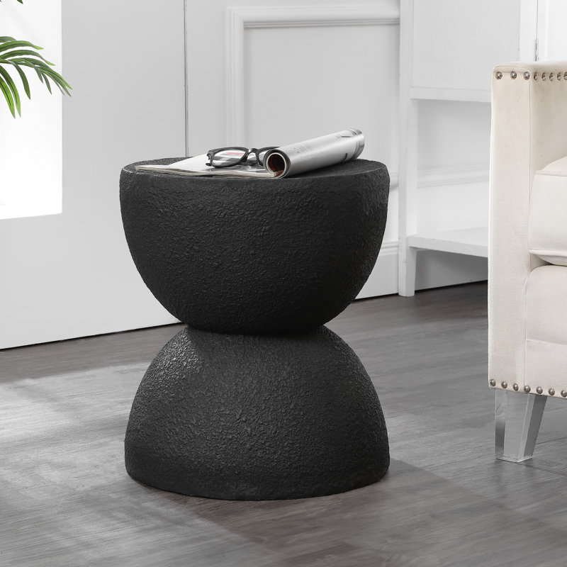 Tabouret et table d'appoint Greta, Noir givré