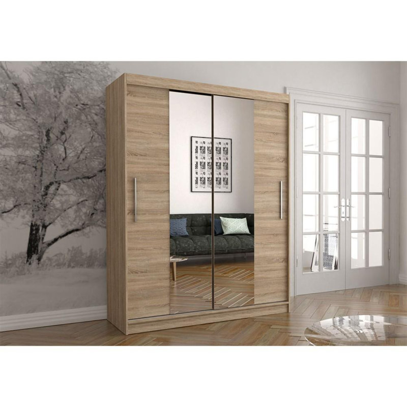Aznavur 2 Door Manufactured Wood Wardrobe, Oak
