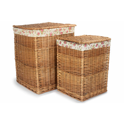 Wicker 2 Piece Lined Laundry Basket Set