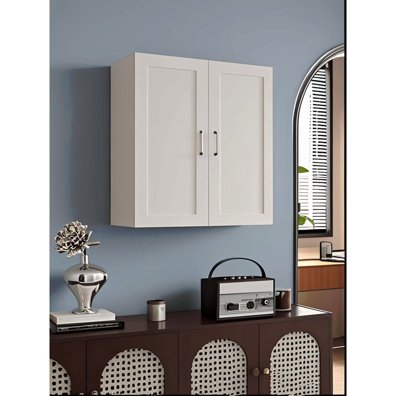 Armoire murale blanche à 2 portes en bois massif avec 2 portes et 2 tablettes pour le rangement de la cuisine, de la salle de bain, de la buanderie et des tablettes réglables prêtes à assembler (l 27 po x P 12 po x H 30 po)